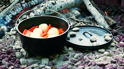 8 Quart Pre-Seasoned Cast Iron Camp Dutch Oven with Lid - Dual Handles - Use in the Oven, on the Stove, on the Grill or over the Campfire - Black