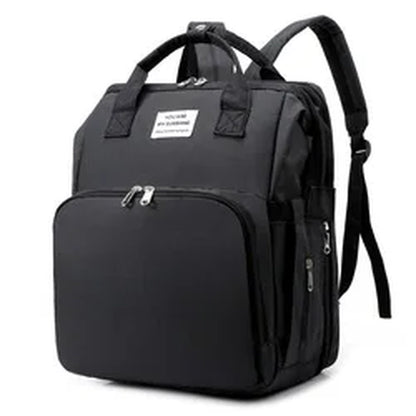 Stylish Multi-Functional Mommy Bag with Folding Baby Bed and Large Capacity for Diapers and Milk Bottles