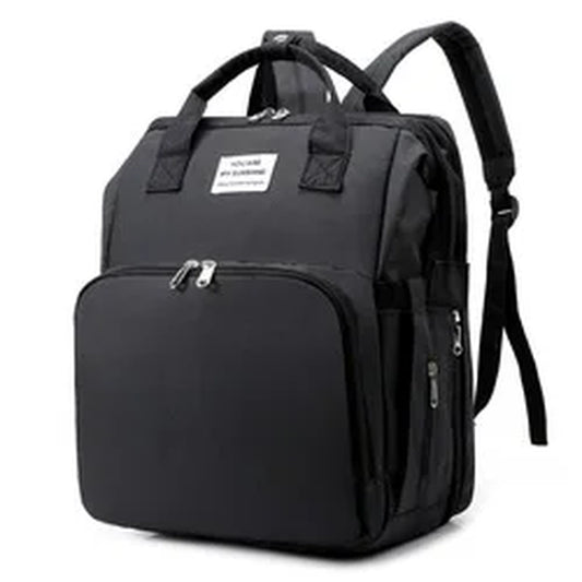 Stylish Multi-Functional Mommy Bag with Folding Baby Bed and Large Capacity for Diapers and Milk Bottles