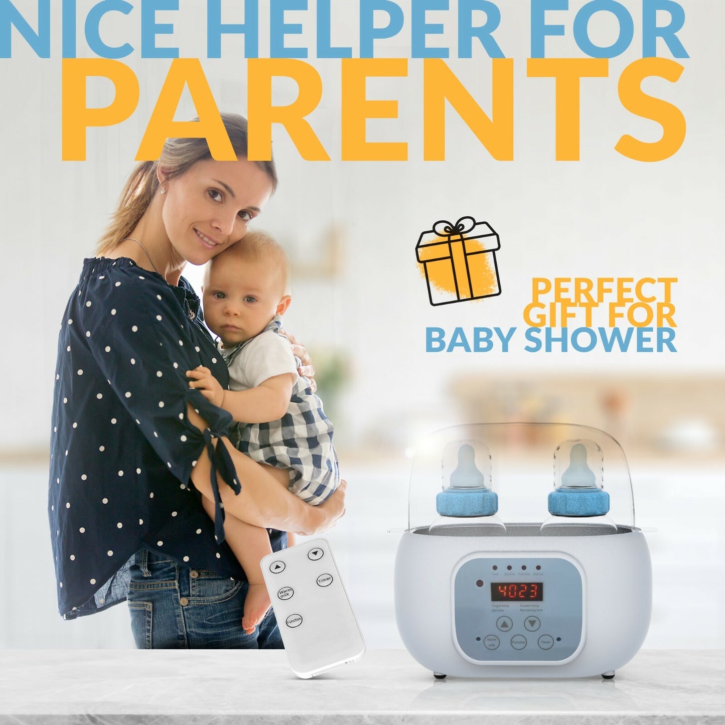 Remote-Controlled Baby Bottle Warmer and Formula Sterilizer – Perfect Gift for New Parents