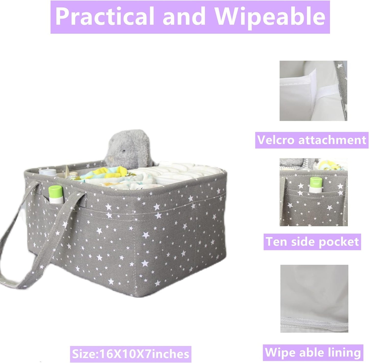 Baby Diaper Caddy Organizer - Portable Large Nursery Storage Basket for Newborn Essentials, Ideal for Changing Tables or Cars, Perfect Baby Shower Gift