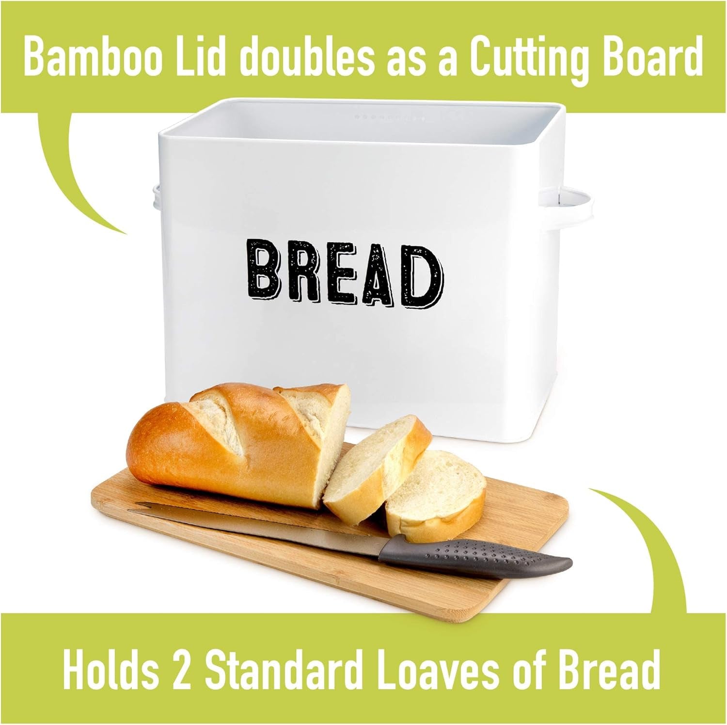 Bread Box, Retro Metal Cake Bin W/Bamboo Wooden Lid, Space Saving Bread Box Storage Container, Compact Tin Basket for Longer and Fresher Food, Rolls