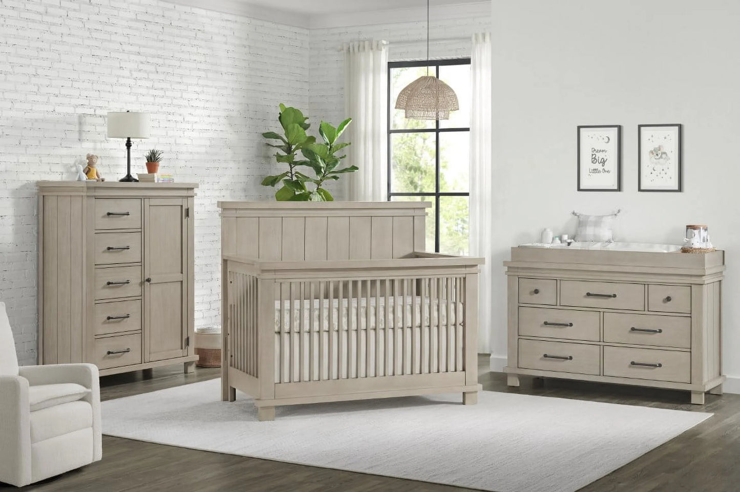 Hampton Greenguard Gold Certified 4-in-1 Convertible Crib with Stone Wash Finish