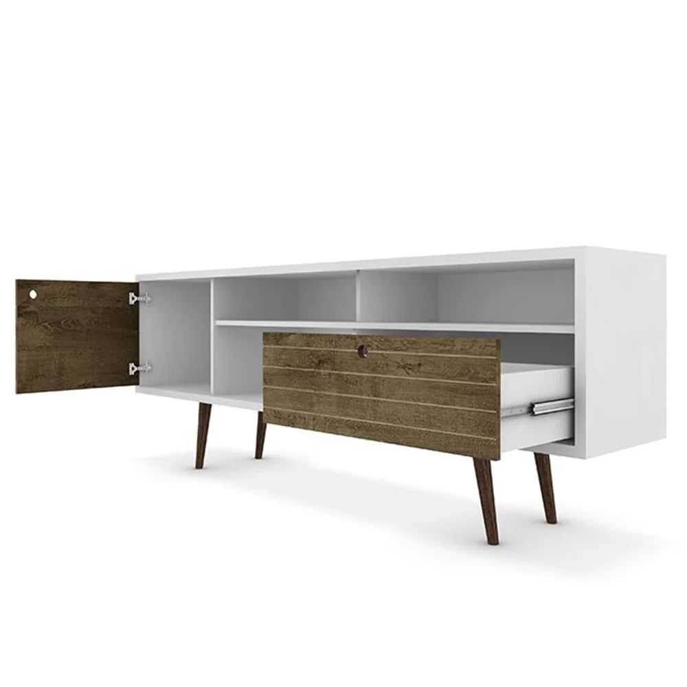 Liberty 70.86-Inch Mid-Century Modern Wooden TV Stand with Legs