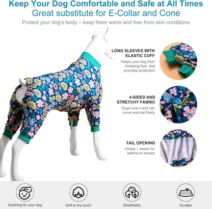 Onsie for Dog after Surgery Big Dogs, Big Dog Clothes, Post Surgery Onesie, Lightweight Fabric Pitbull Dog Pullover Pajamas, Puppy Pajamas, Pitbull Clothes, Blue Green L