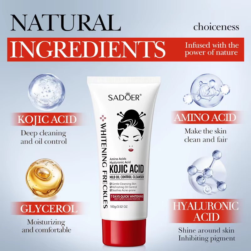 Kojic Acid Whitening Skin Care Set Cleanser Toner Serum Eye Cream Face Cream Face Whitening Anti-Aging Wrinkle Skin Care