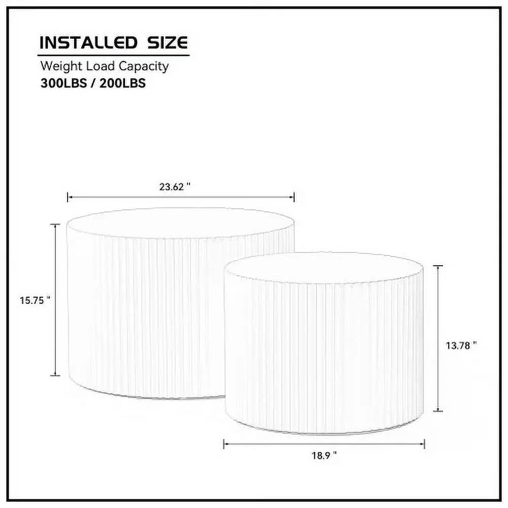 Nesting Coffee Table Set of 2,Modern round End Table for Living Room, Apartment,Black