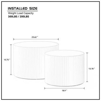 Nesting Coffee Table Set of 2,Modern round End Table for Living Room, Apartment,Black