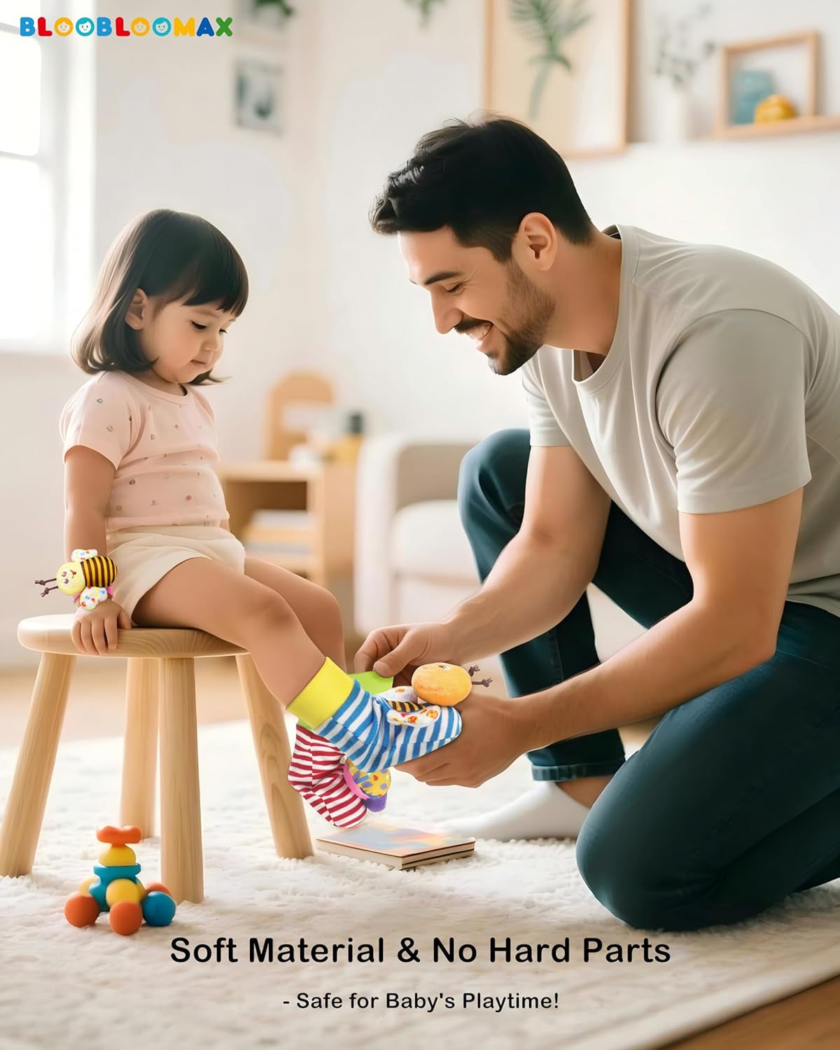 Infant Wrist Rattle Socks and Foot Finder Set - Developmental Toys for Babies 0-36 Months, Ideal Newborn Gift Set in Red Gift Box