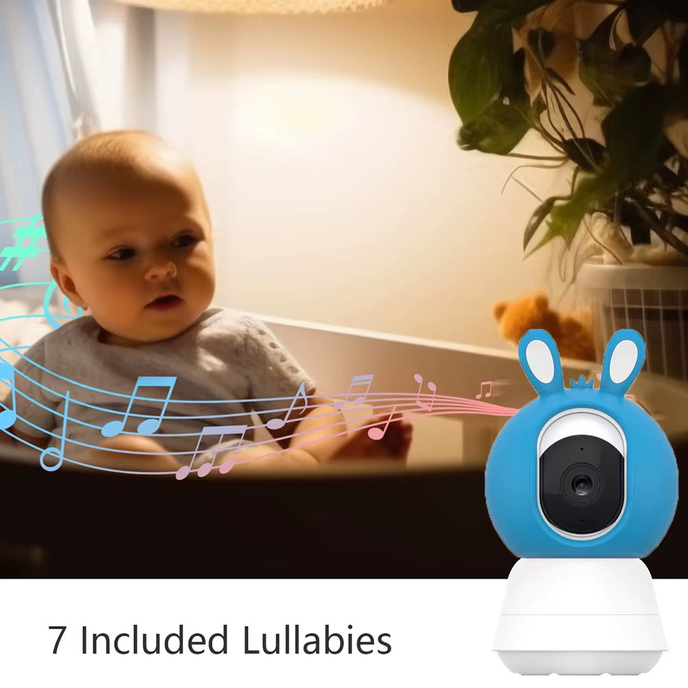 2K 4MP Tuya Smart Baby Monitor with 5-Inch Portable Display, Remote App Control, Cry Detection, Auto Night Vision, and Nanny Features