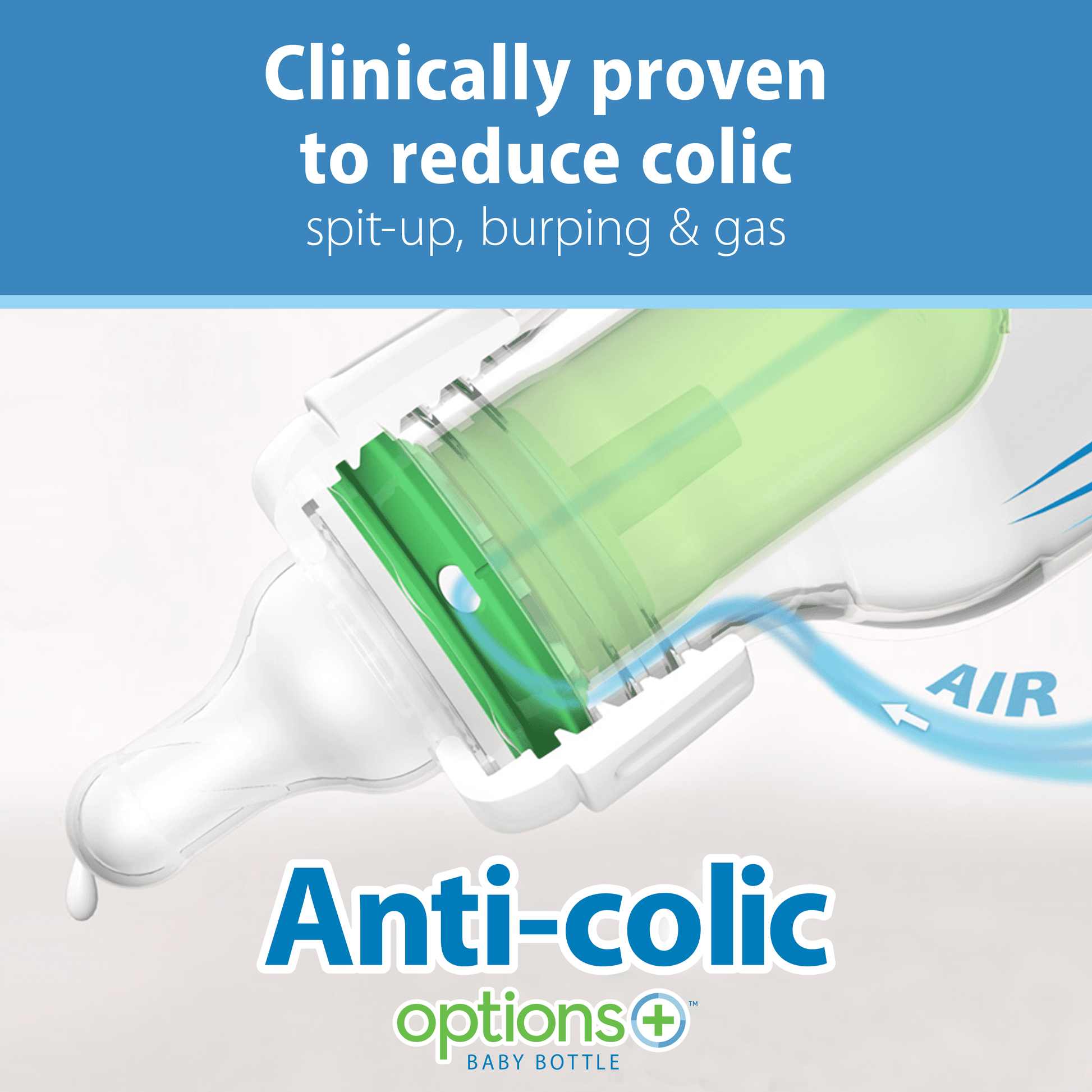 Natural Flow Anti-Colic Options+ Narrow Baby Bottle, Fox & Lion Design, 8 oz (250 ml), Level 1 Slow Flow Nipple, BPA-Free, Suitable for Newborns, Set of 2