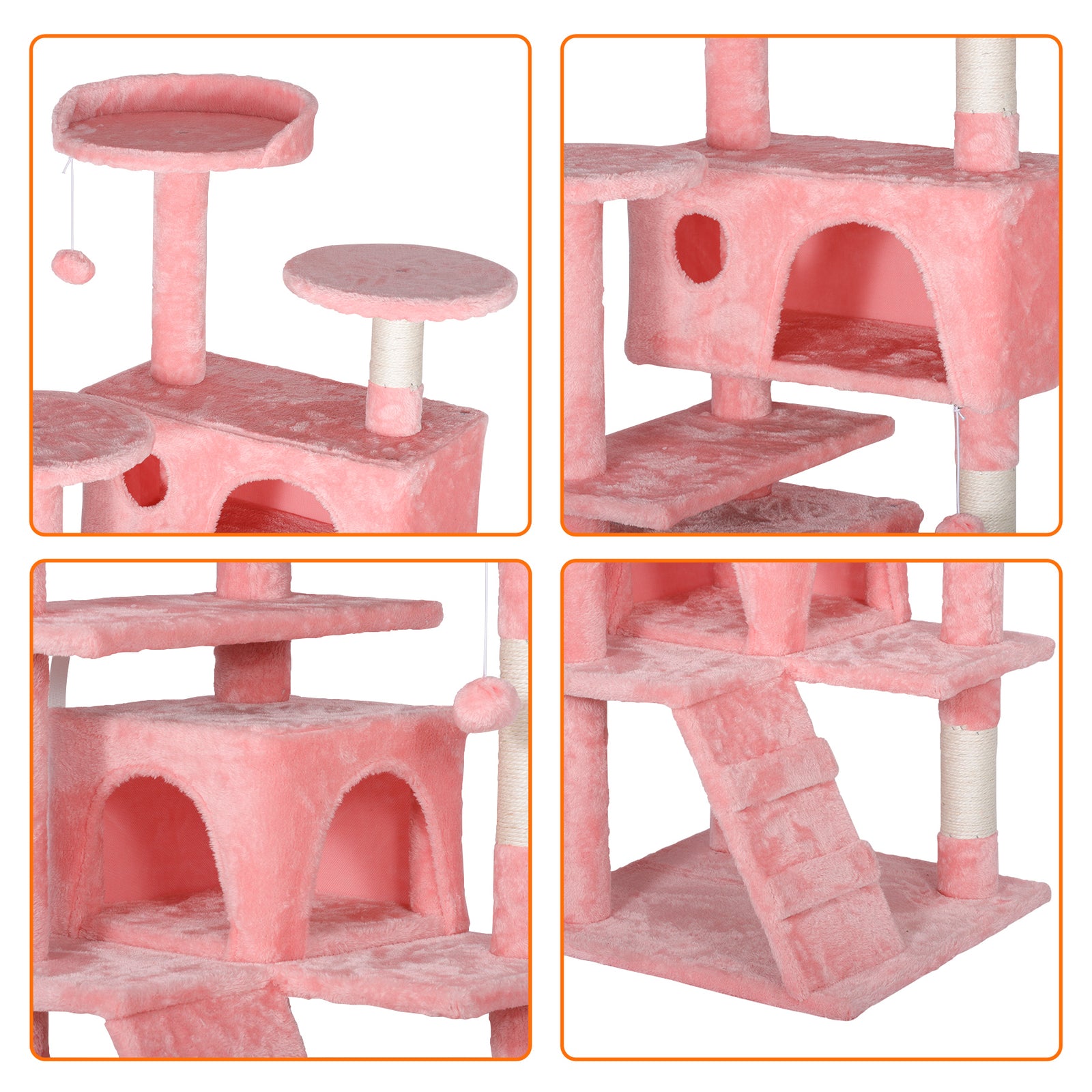 55-Inch Multi-Level Cat Tree Tower Activity Center with Condo - Available in 6 Colors