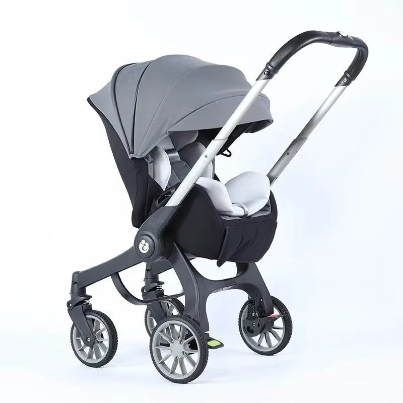 Multifunctional 4-in-1 Two-Way Baby Stroller with Collapsible Basket and Infant Carriage Seat
