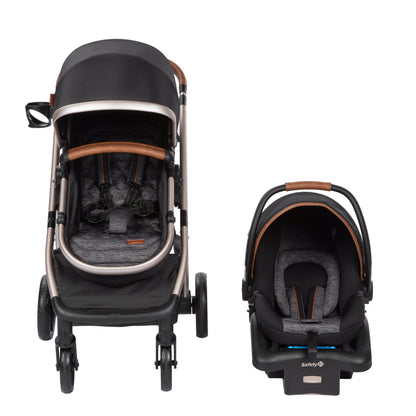 6-in-1 Modular Travel System for Infants and Toddlers in Black and Gold, Unisex Design