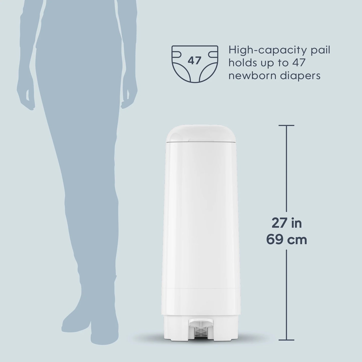 Premium White Gift Set: Includes 1 Diaper Pail and 48 Convenient Refill Bags