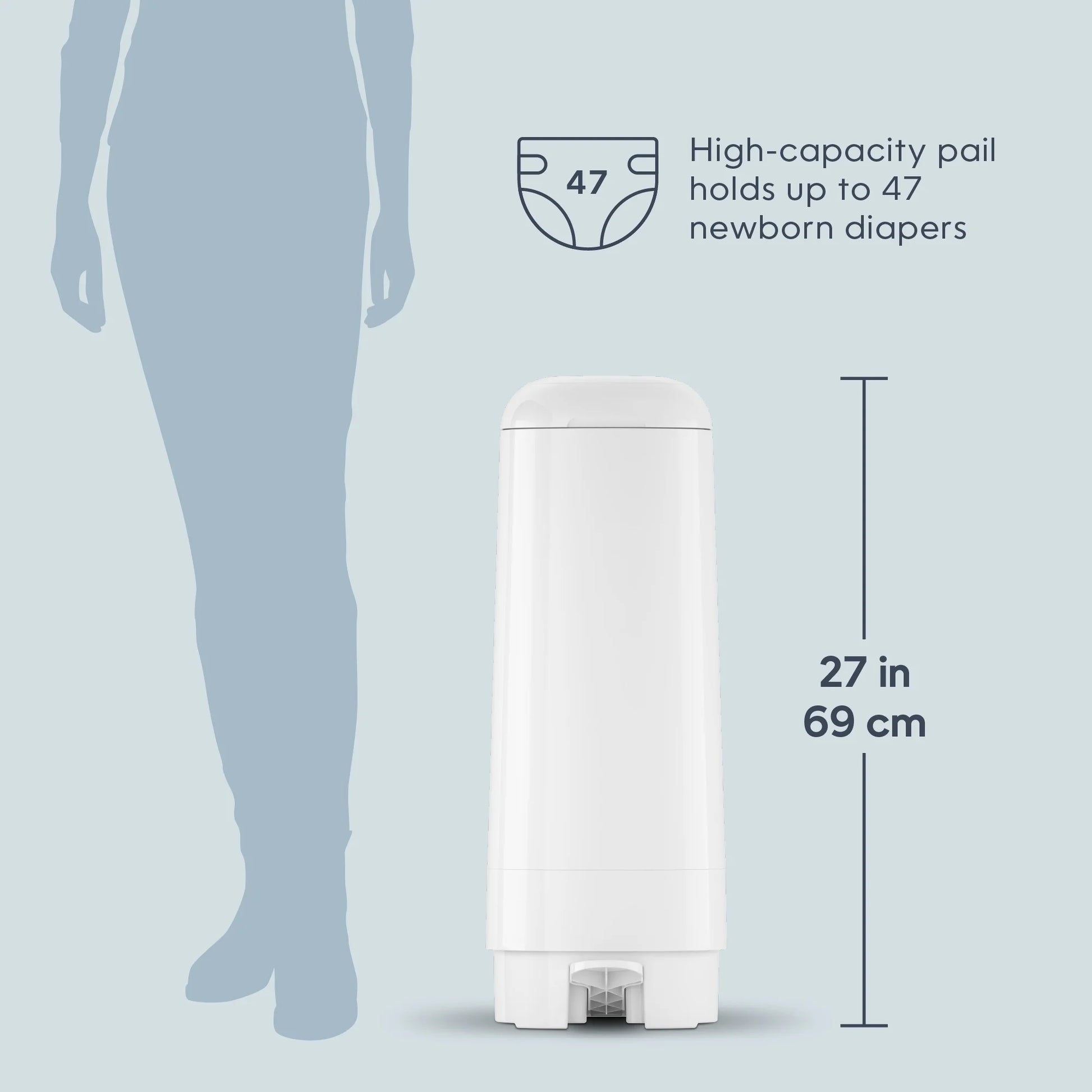 Premium White Gift Set: Includes 1 Diaper Pail and 48 Convenient Refill Bags