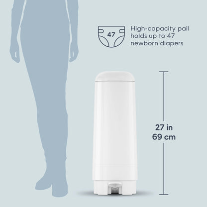 Premium White Gift Set: Includes 1 Diaper Pail and 48 Convenient Refill Bags