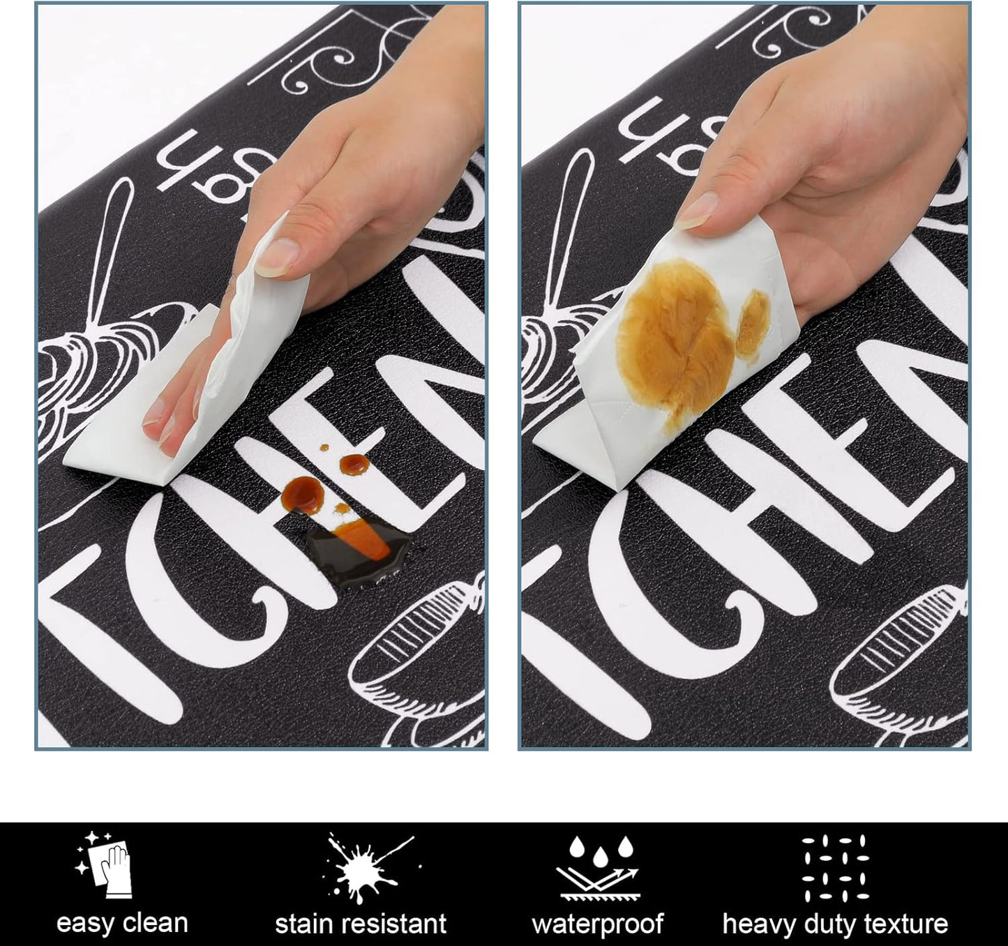 Kitchen Mats for Floor Set of 2 Thick anti Fatigue Mat for Cushioned, Waterproof Non-Slip Rugs Comfort Standing Chef Mat for Kitchen Sink, Laundry Room, Farmhouse Home Decor