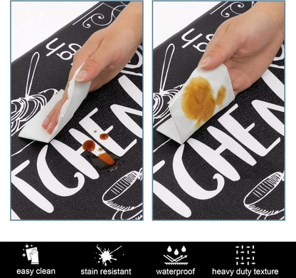 Kitchen Mats for Floor Set of 2 Thick anti Fatigue Mat for Cushioned, Waterproof Non-Slip Rugs Comfort Standing Chef Mat for Kitchen Sink, Laundry Room, Farmhouse Home Decor
