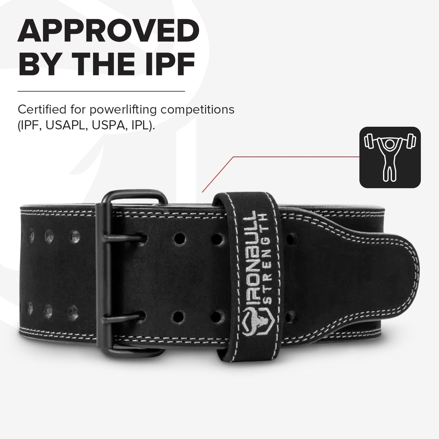 IPF Approved 10mm Leather Powerlifting Belt - Prong Weightlifting Belt for Squats, Deadlifts, and Bench Press - 4-Inch Back Support for Men and Women - Ideal for Gym, Strength Training, and Powerlifting