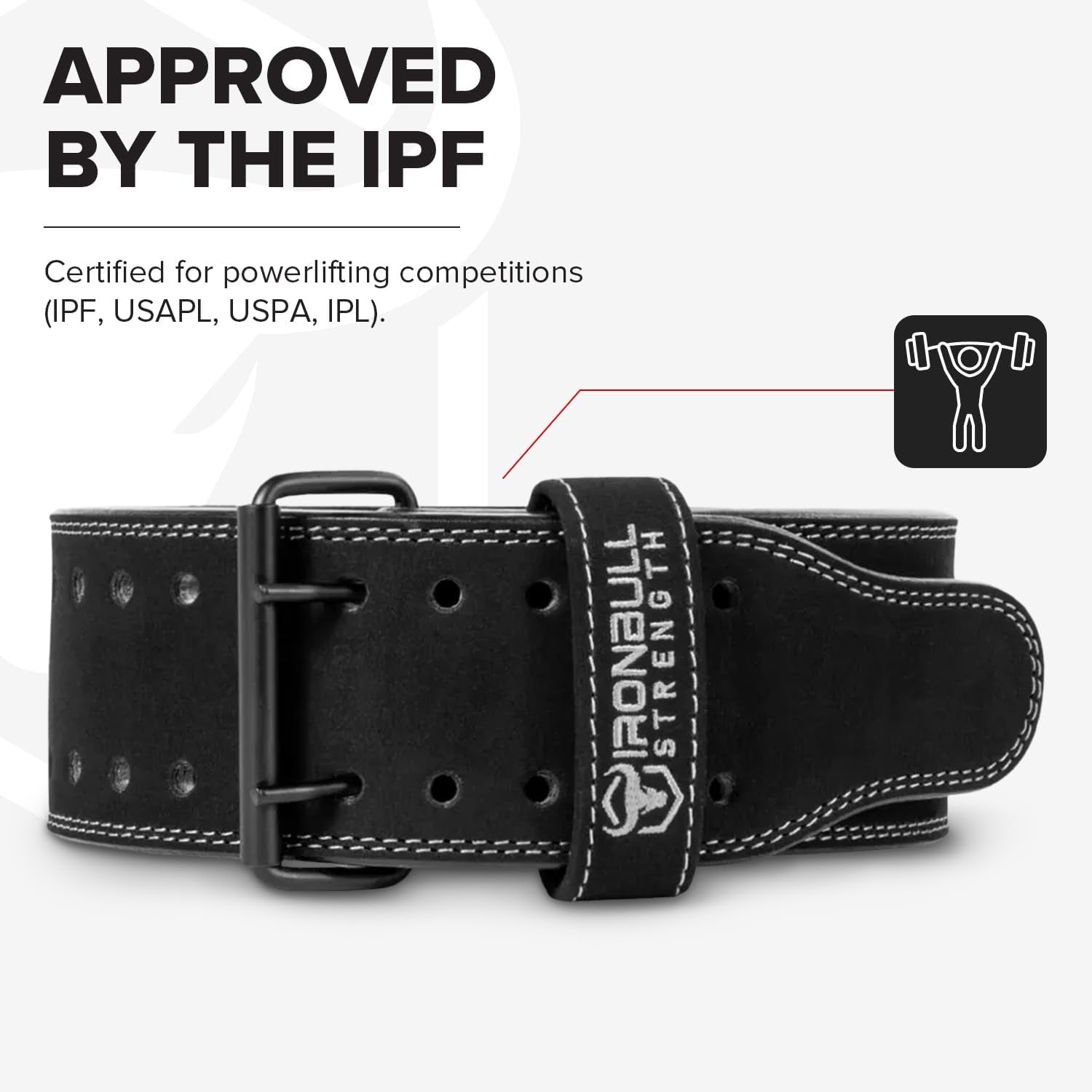 IPF Approved 10mm Leather Powerlifting Belt - Prong Weightlifting Belt for Squats, Deadlifts, and Bench Press - 4-Inch Back Support for Men and Women - Ideal for Gym, Strength Training, and Powerlifting