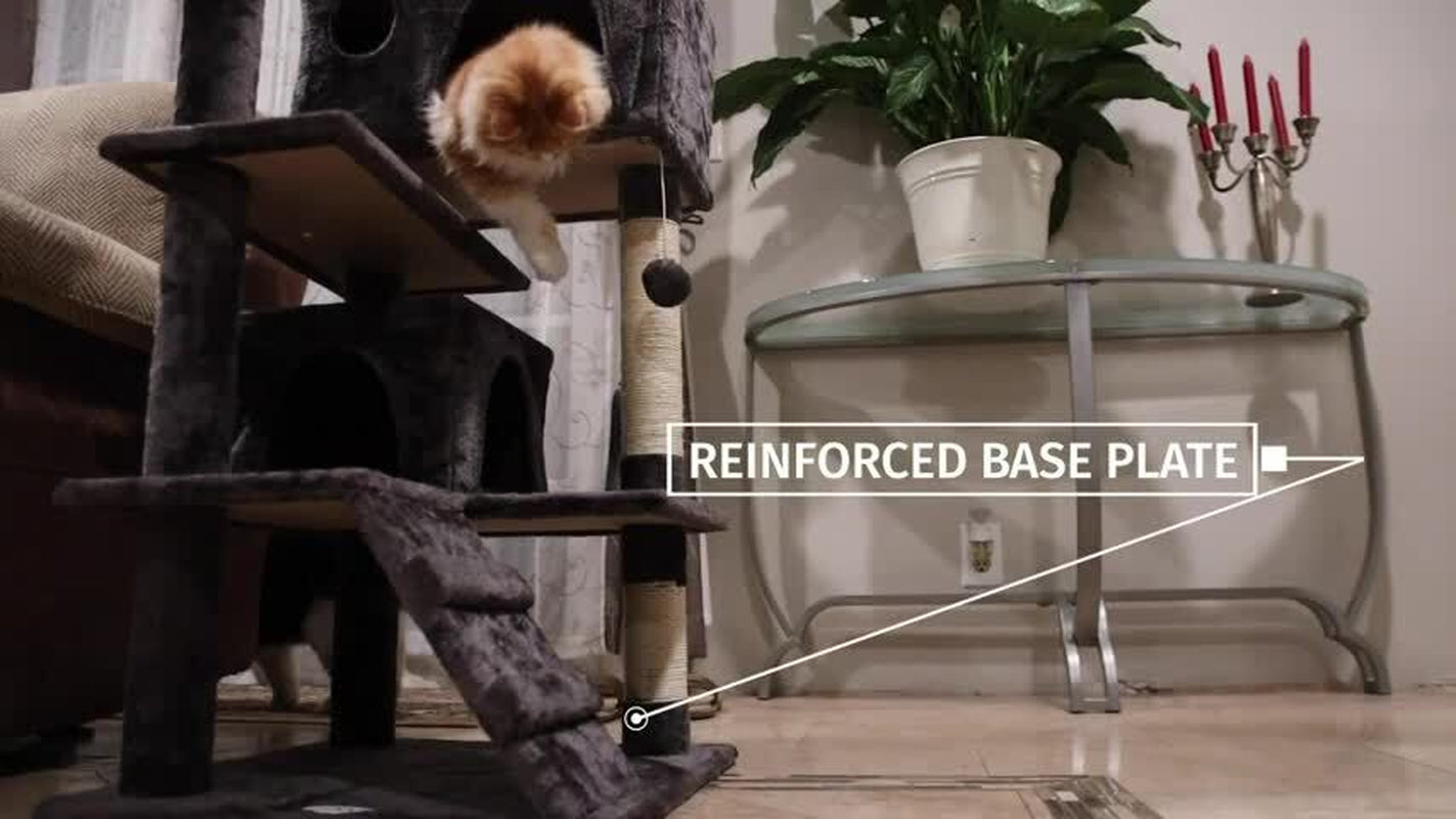 55-Inch Multi-Level Cat Tree Tower Activity Center with Condo - Available in 6 Colors