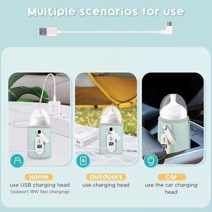 Insulated Baby Bottle Warmer Bag - USB Rechargeable Milk and Water Heater for Outdoor Travel