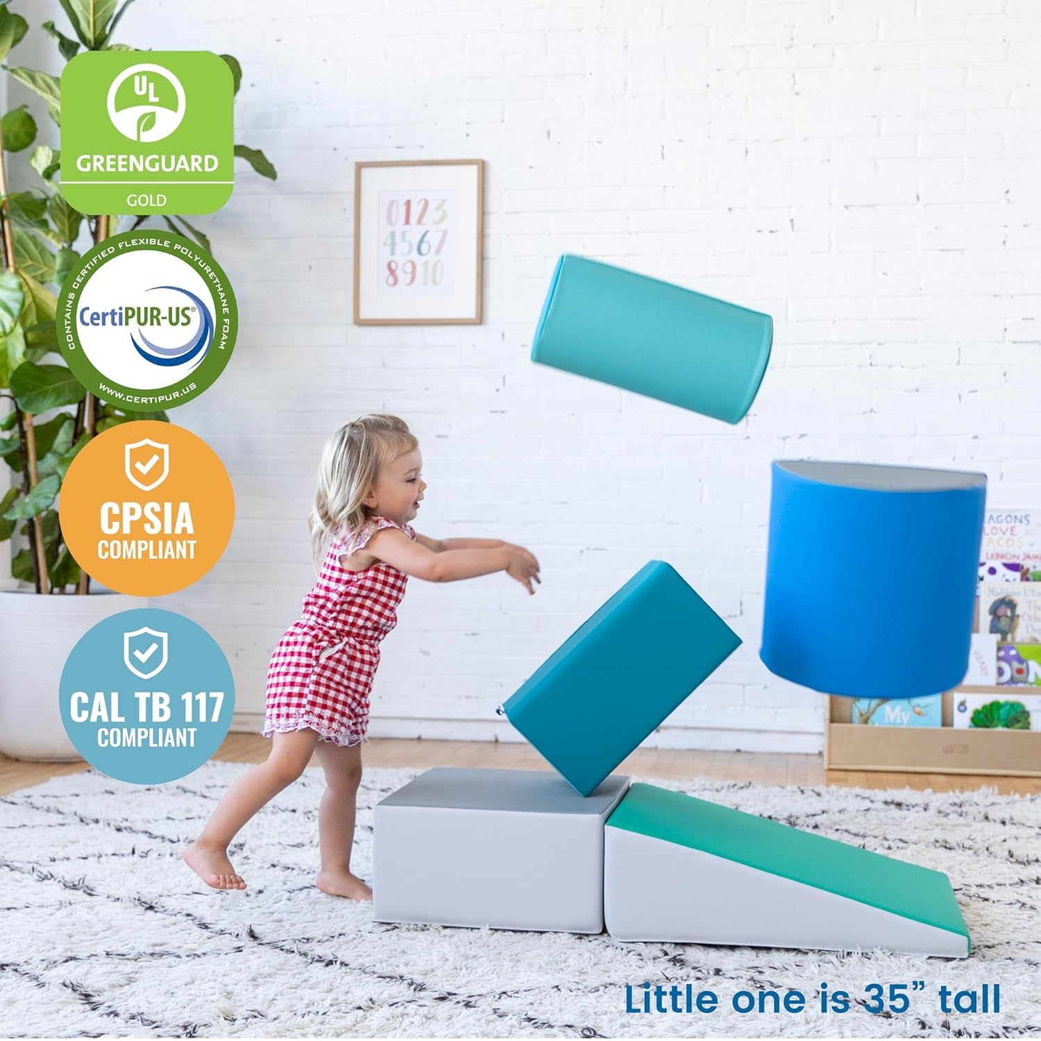 Softzone Contemporary 5-Piece Climbing and Crawling Playset with Building Blocks