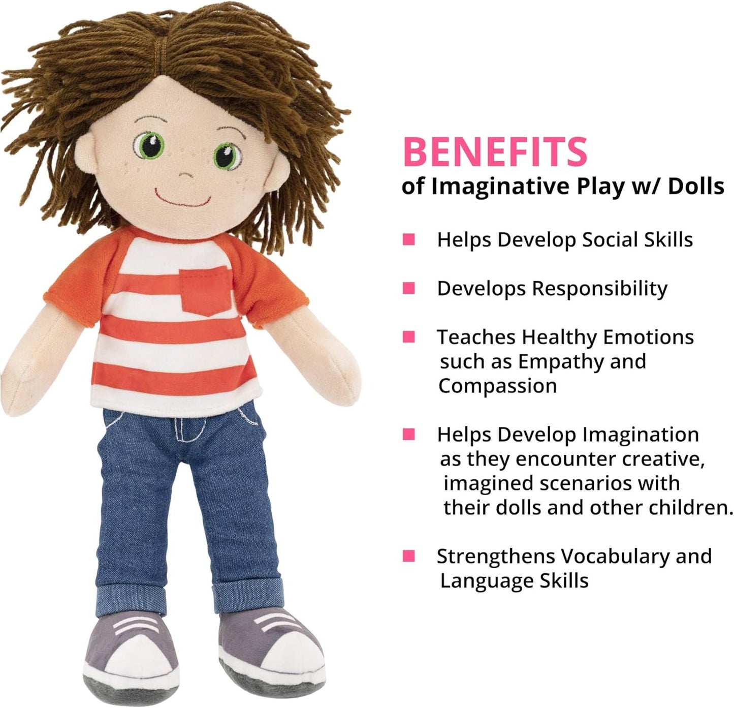 14-Inch Ollie Plush Baby Doll - Sensory Fabric Rag Doll for Infants and Toddlers, Machine Washable Stuffed Toy - Perfect Gift for Baby Showers, Birthdays, and Special Occasions