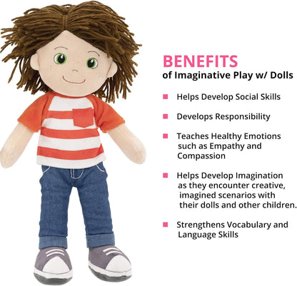 14-Inch Ollie Plush Baby Doll - Sensory Fabric Rag Doll for Infants and Toddlers, Machine Washable Stuffed Toy - Perfect Gift for Baby Showers, Birthdays, and Special Occasions