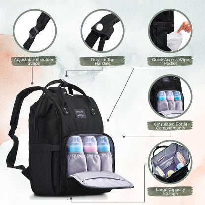 Diaper Bag Backpack with Changing Station | Multifunctional Waterproof Travel Backpack for Maternity | Spacious Unisex Gray Tote Bag