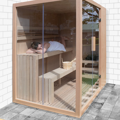 Canadian Hemlock Indoor Wet-Dry Sauna for 4-6 Persons with 4.5 kW UL Certified Heater