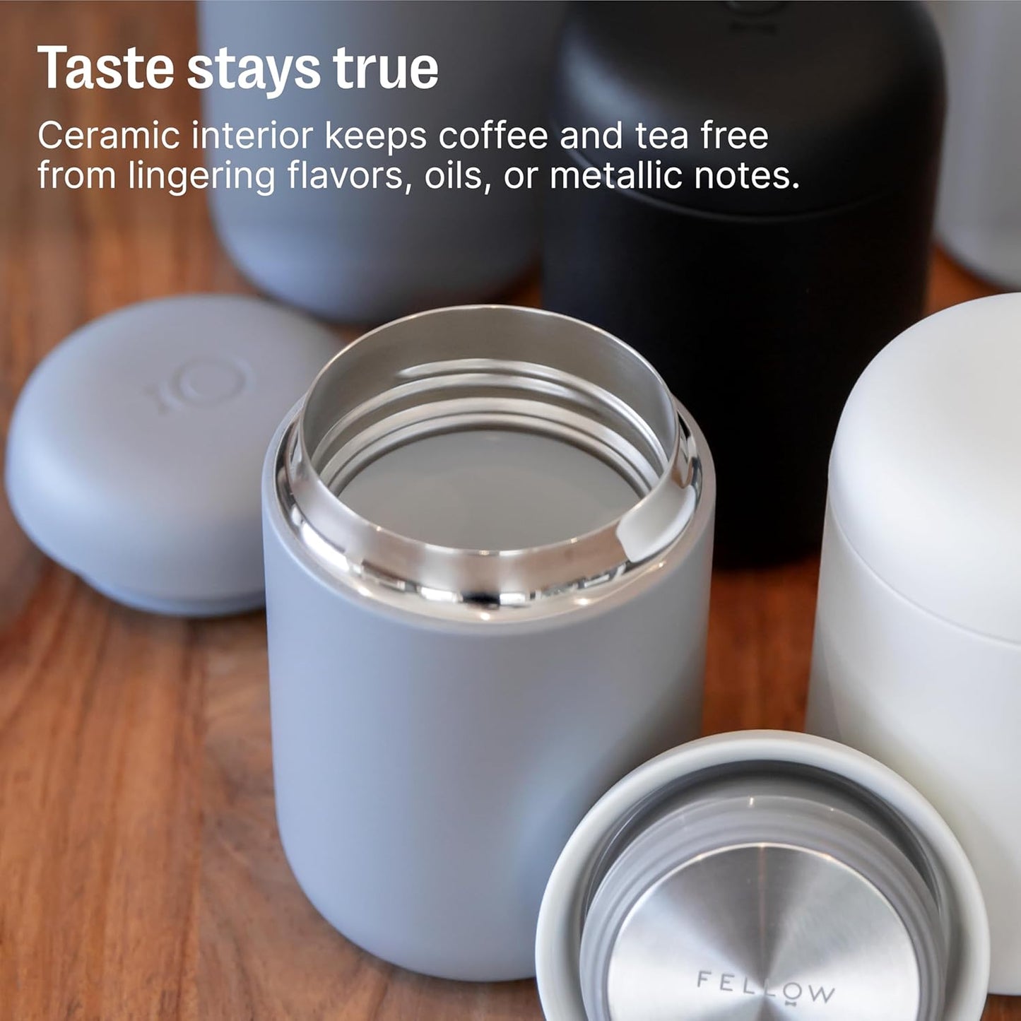 Carter Coffee Mug 16 Oz for Travel - Wide Mouth Vacuum-Insulated Stainless Steel Tea and Coffee Tumbler with Ceramic Interior - Matte Black