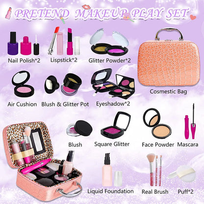 Kids Makeup Kit for Girl with Make up Remover - Non Toxic Play Princess Cosmetic Set - Ideal Birthday for Little Girls Ages 3+Year Old Children (Not Real Makeup)
