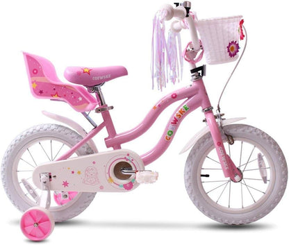 Children's Bicycle with Steel Frame in Little Princess Style - Available in 12, 14, 16, 18, and 20 Inches with Training Wheels