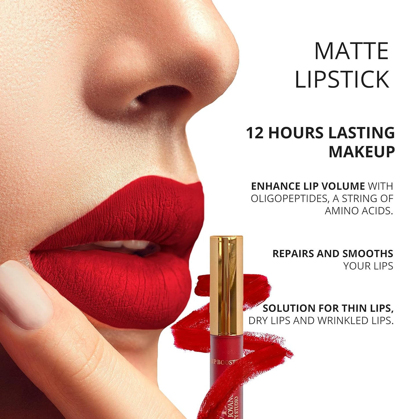 Lip Booster Matte | Contains Hyaluronic Acid, Collagen and Oligopeptides | Repairs and Smooths | 12 Hour Lasting Matte Lipstick | Nourishes and Hydrates Lips | Mela Beauty Studio Professional Makeup (Mela)