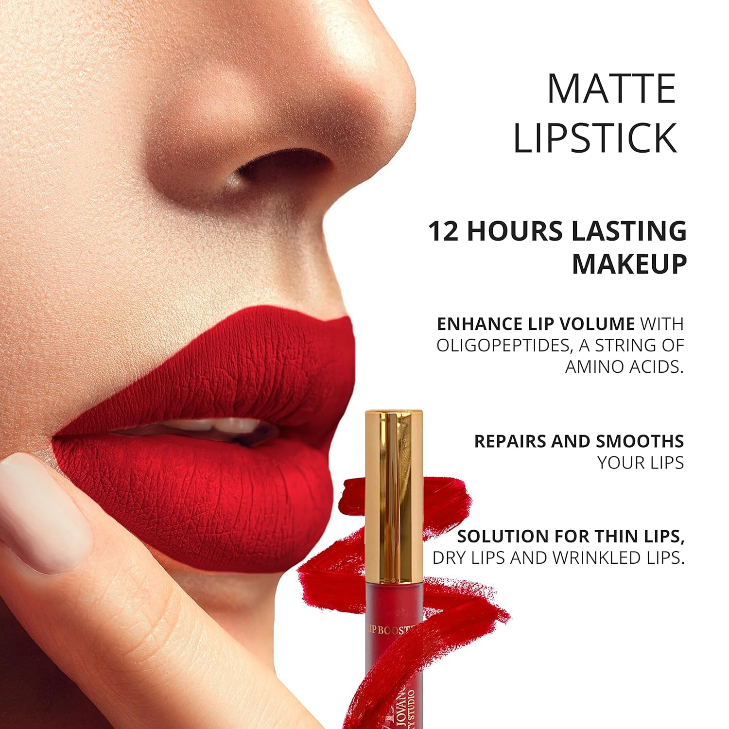 Lip Booster Matte | Contains Hyaluronic Acid, Collagen and Oligopeptides | Repairs and Smooths | 12 Hour Lasting Matte Lipstick | Nourishes and Hydrates Lips | Mela Beauty Studio Professional Makeup (Mela)