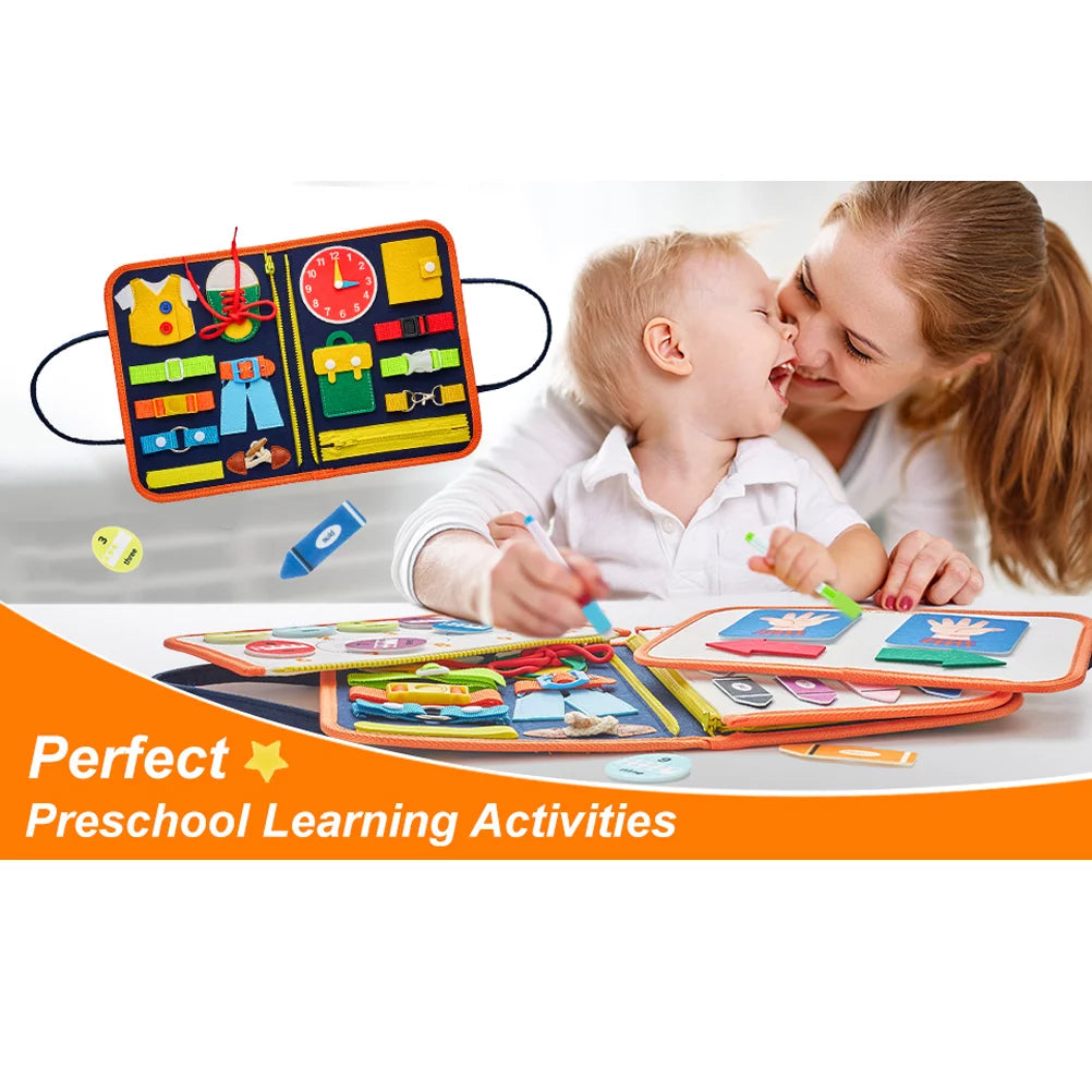 Montessori-Inspired Educational Busy Board for Toddlers Aged 2-4, Ideal for Preschool Learning for Both Boys and Girls