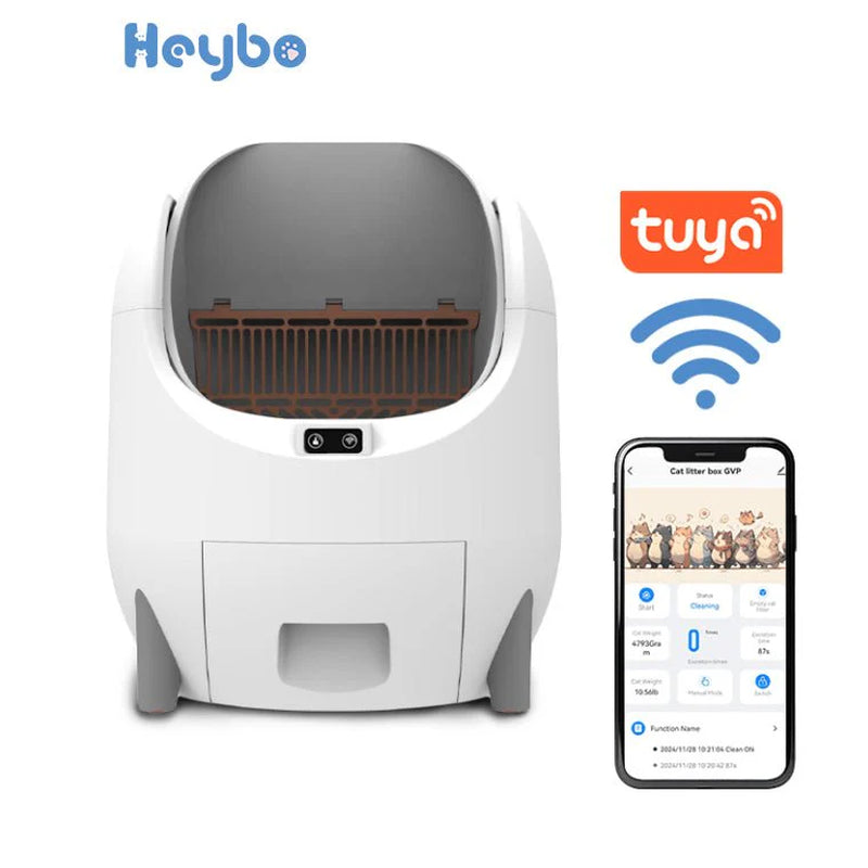 HEYBO Smart Automatic Cat Litter Box - App-Controlled with Large Capacity