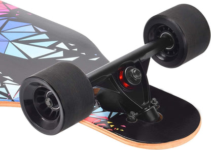 41-Inch Complete Longboard Skateboard - 8-Ply Natural Maple Cruiser for Cruising, Carving, Freestyle, and Downhill Riding with T-Tool