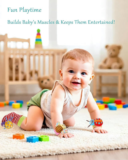 Wrist and Foot Rattle Set for Infants - 8 Piece Baby Activity Toy Gift for Newborns