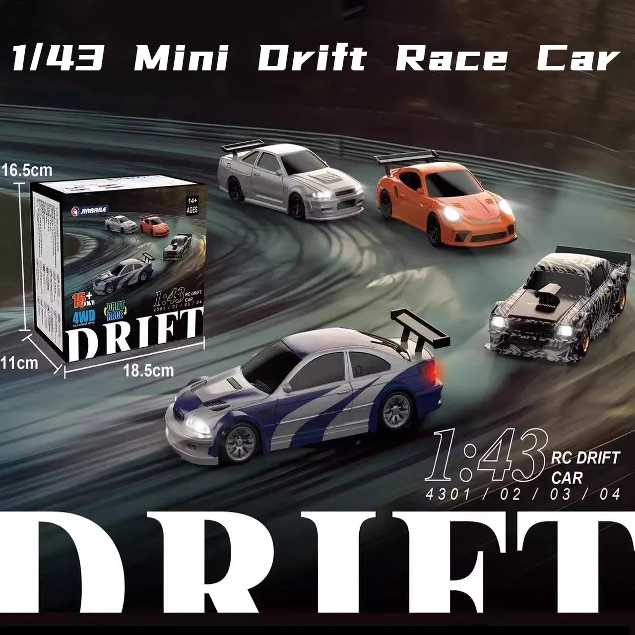 2.4G RC Drift Car 1/43 Scale 4WD High-Speed Remote Control Mini Racing Model