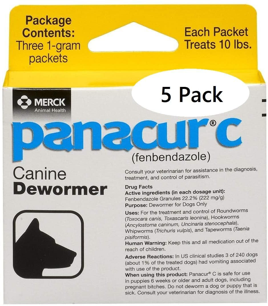 Panacur C Canine Dewormer - 3 Pack for Roundworms, Hookworms, and Whipworms