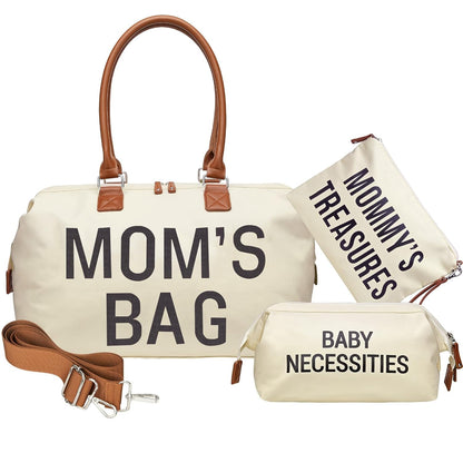 Premium Waterproof Diaper Tote Bag for Hospital and Travel in Cream White