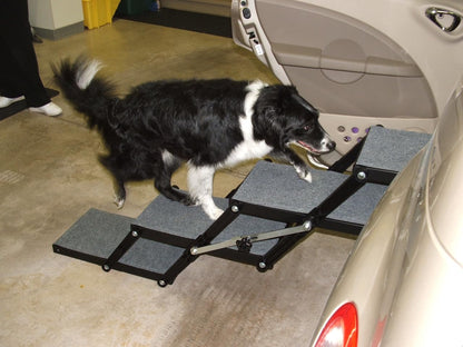 Ultra Light 14.5" Platform, 5-Step, Made in USA. Folding Pet Stairs Can Add or Remove Platforms.Safely Carries 250 Pound Pets. Compact, Carpeted USA Materials