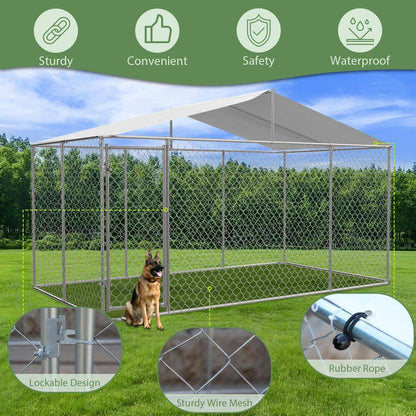 Outdoor Heavy-Duty Large Dog Kennel and Pet Playpen - 13 Ft. x 13 Ft. x 7.6 Ft. (Wall Height: 5.8 Ft.)
