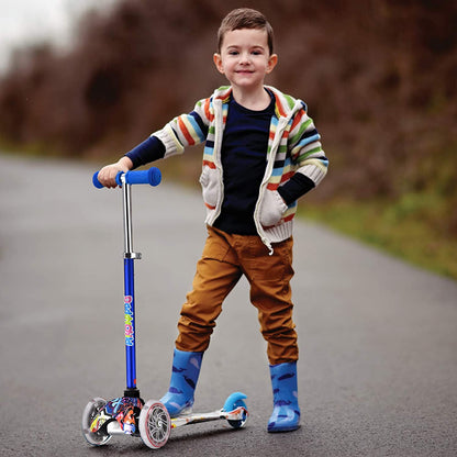 3-Wheel Kick Scooter for Children Aged 3-6, Featuring Light-Up Wheels for Boys and Girls