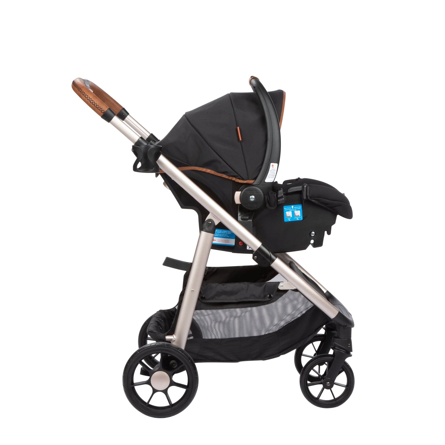 6-in-1 Modular Travel System for Infants and Toddlers in Black and Gold, Unisex Design