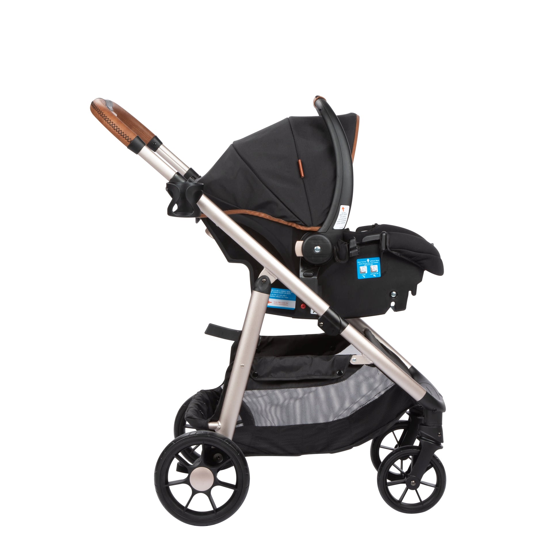 6-in-1 Modular Travel System for Infants and Toddlers in Black and Gold, Unisex Design