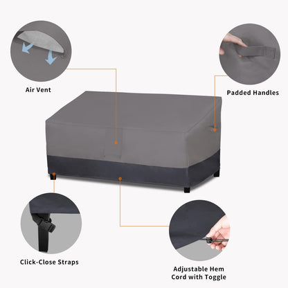 Waterproof Outdoor Couch Cover, Heavy Duty Deep 3-Seater Patio Sofa Cover, Windproof Outdoor Furniture Cover with Air Vent (88Wx40Dx33H Inch,Gray/Dark Gray)